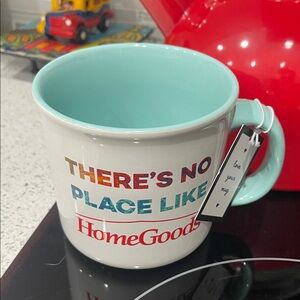 HomeGoods White and Aqua "Theres no Place Like Homegoods"  Mug